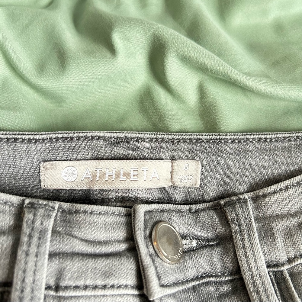 🩷ATHLETA SCULPTEK GRAY SKINNY MID RISE SKINNY JEANS POWER MESH STRETCH SIZE 6 - Picture 9 of 11